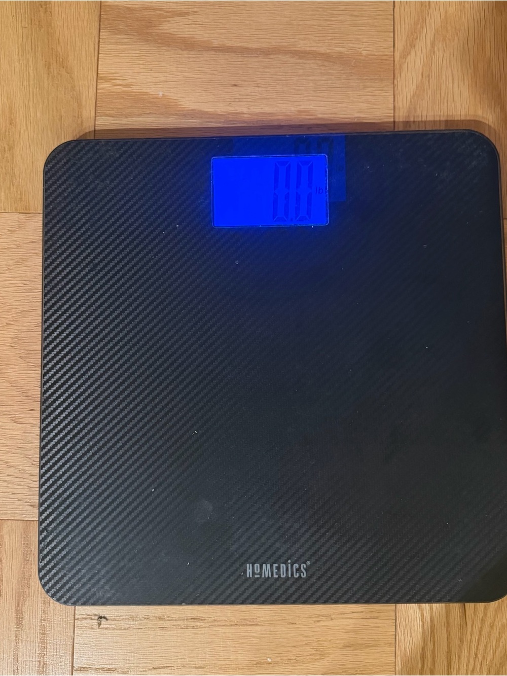 Homedics Black Digital Bathroom Scale with Blue Backlit Display